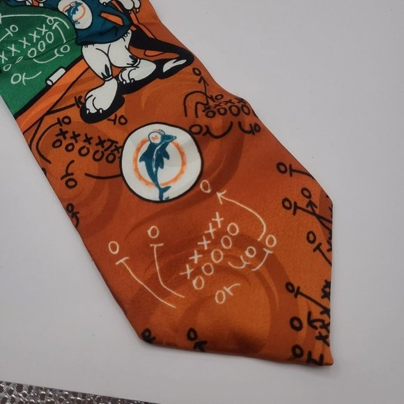 Miami Dolphins Silk Tie Warner Brothers Sylvester And Tweedy Bird 1993 Korea 59" - Picture 3 of 8